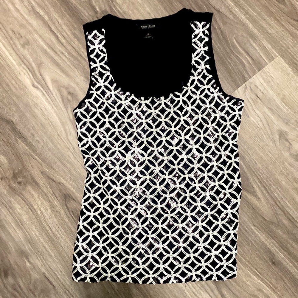 Black tank top, with white and black sequence size medium
